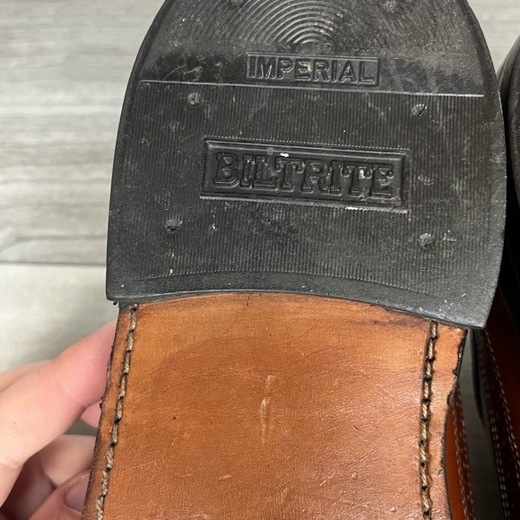 Vintage Leather Stafford Imperial Biltrite USA Wingtip Dress Shoes Mens 8.5 - Picture 9 of 10